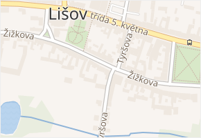 Žižkova v obci Lišov - mapa ulice