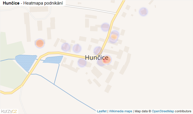 Mapa Hunčice - Firmy v části obce.