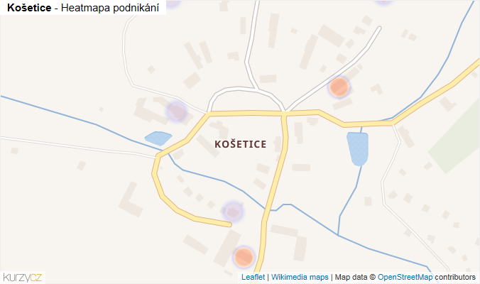 Mapa Košetice - Firmy v části obce.
