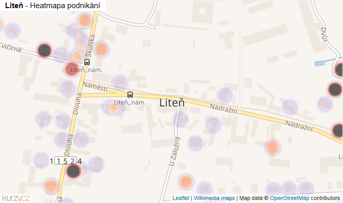 Mapa Liteň - Firmy v části obce.