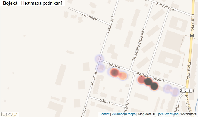 Mapa Bojská - Firmy v ulici.