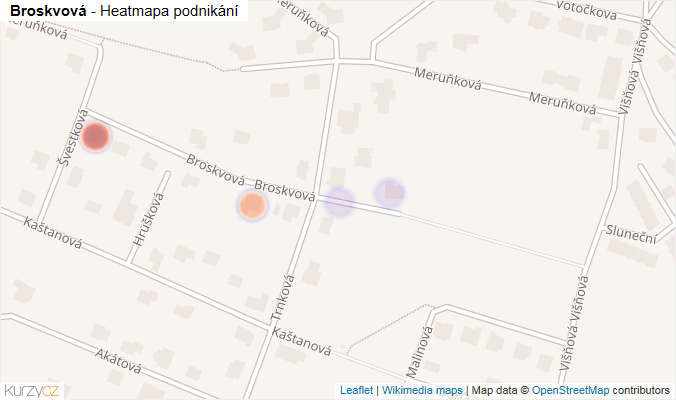 Mapa Broskvová - Firmy v ulici.