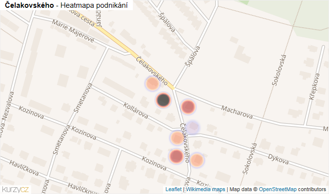 Mapa Čelakovského - Firmy v ulici.