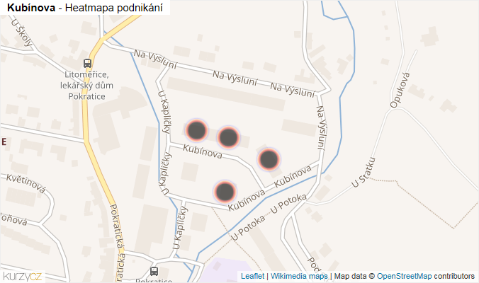 Mapa Kubínova - Firmy v ulici.