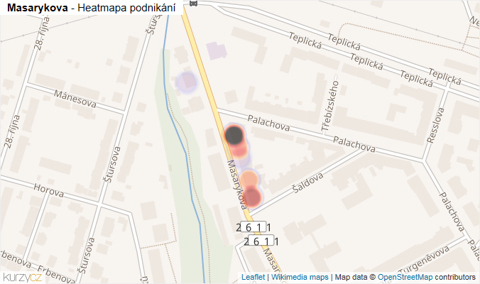 Mapa Masarykova - Firmy v ulici.