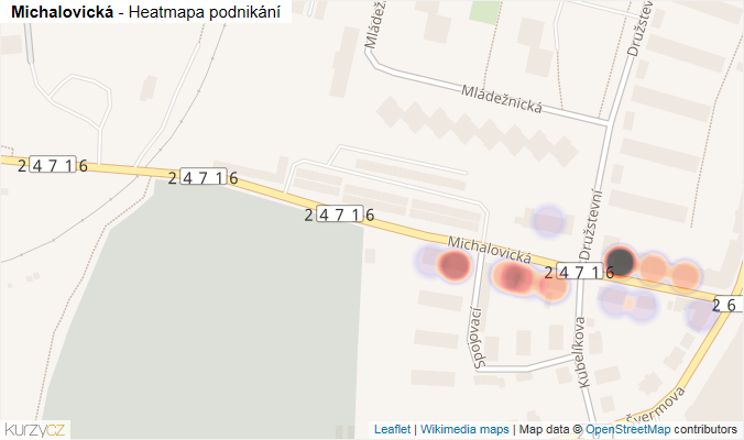 Mapa Michalovická - Firmy v ulici.