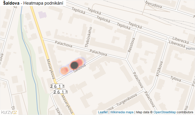 Mapa Šaldova - Firmy v ulici.