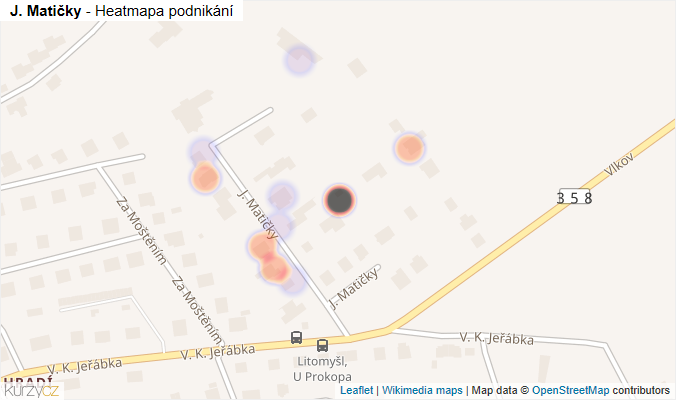Mapa J. Matičky - Firmy v ulici.
