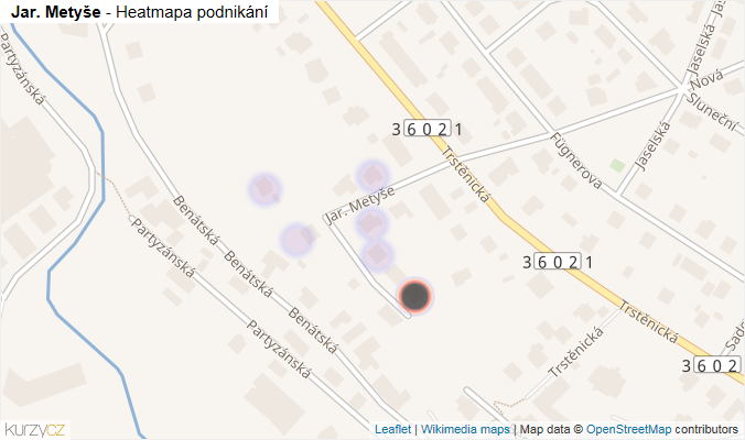 Mapa Jar. Metyše - Firmy v ulici.