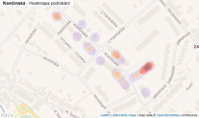 Mapa Končinská - Firmy v ulici.