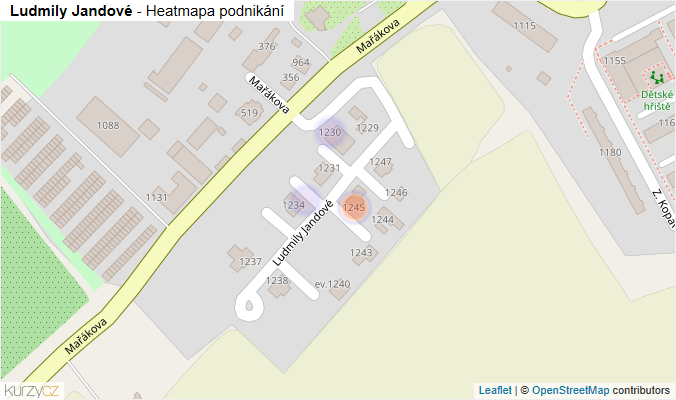 Mapa Ludmily Jandové - Firmy v ulici.