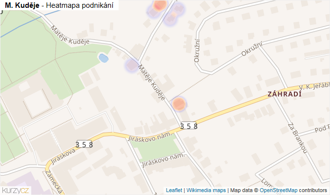 Mapa M. Kuděje - Firmy v ulici.