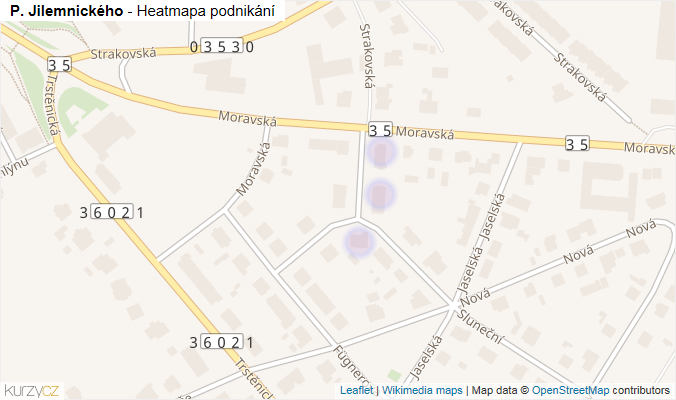 Mapa P. Jilemnického - Firmy v ulici.