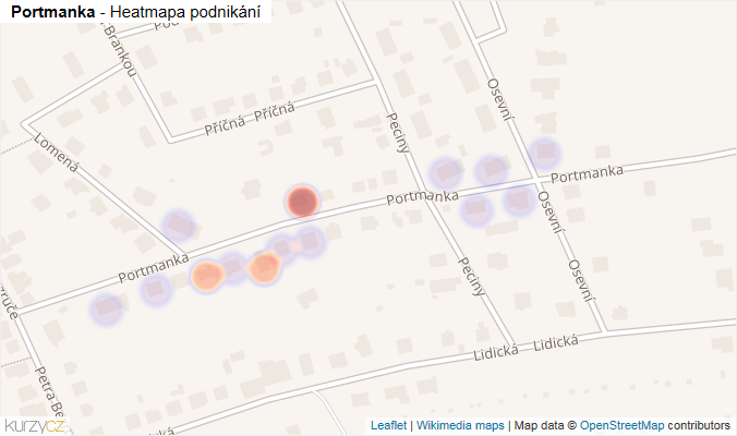 Mapa Portmanka - Firmy v ulici.