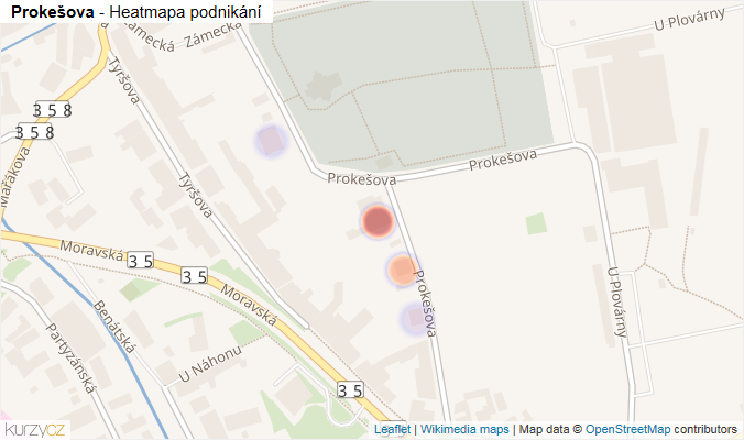 Mapa Prokešova - Firmy v ulici.