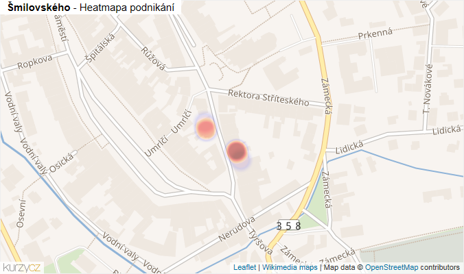 Mapa Šmilovského - Firmy v ulici.