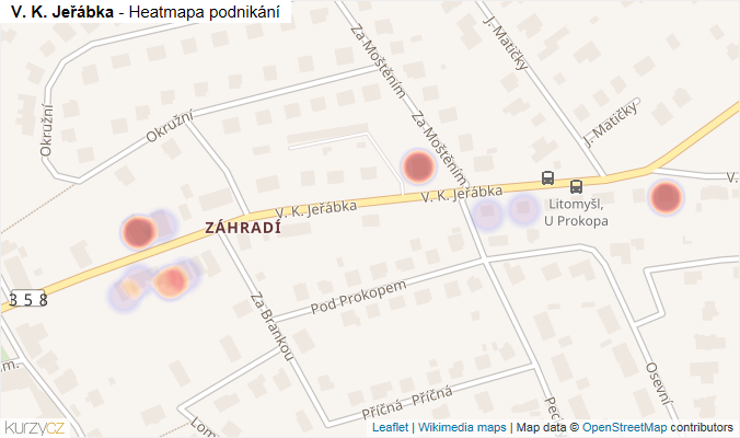 Mapa V. K. Jeřábka - Firmy v ulici.