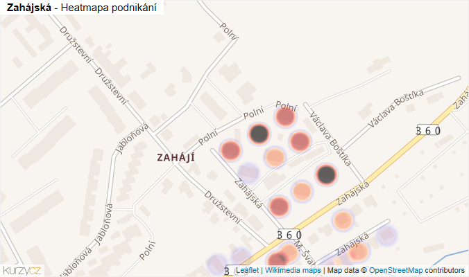 Mapa Zahájská - Firmy v ulici.