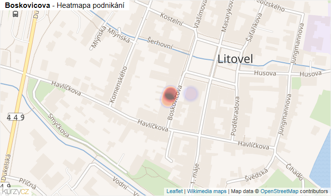 Mapa Boskovicova - Firmy v ulici.