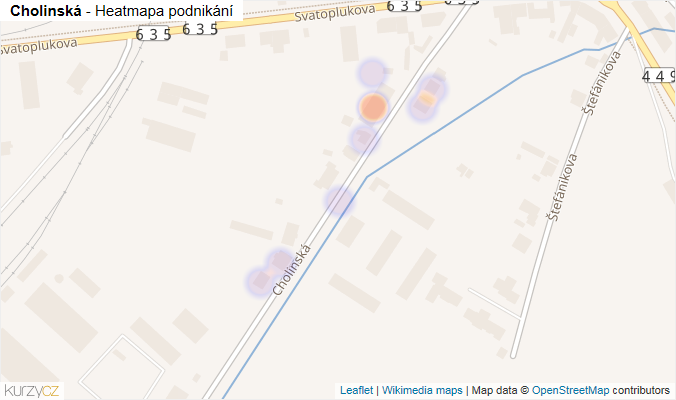 Mapa Cholinská - Firmy v ulici.