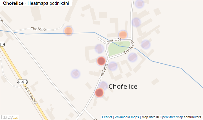 Mapa Chořelice - Firmy v ulici.