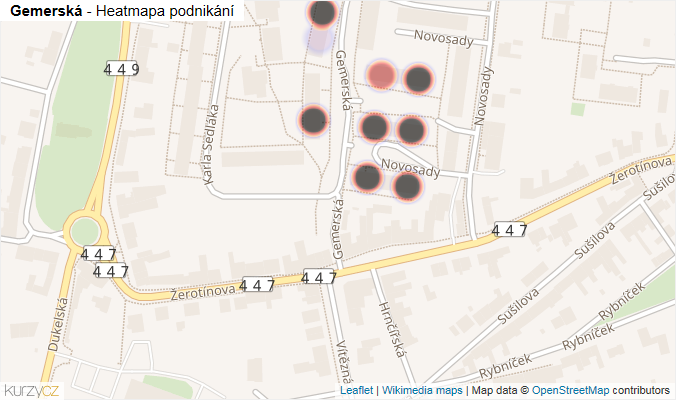 Mapa Gemerská - Firmy v ulici.