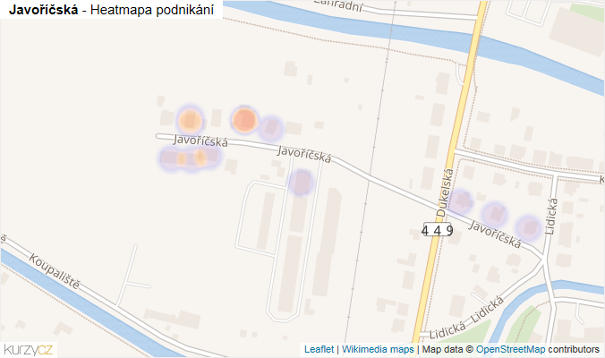 Mapa Javoříčská - Firmy v ulici.
