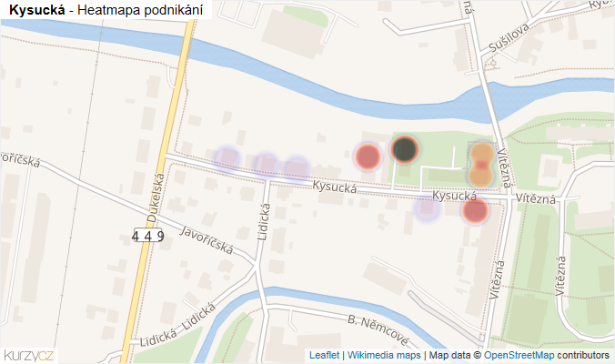 Mapa Kysucká - Firmy v ulici.