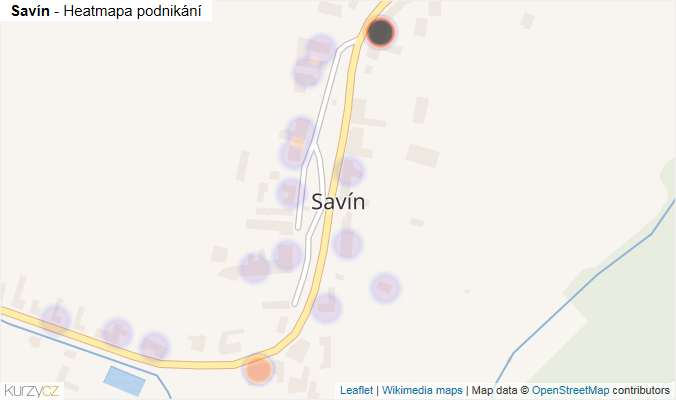 Mapa Savín - Firmy v části obce.