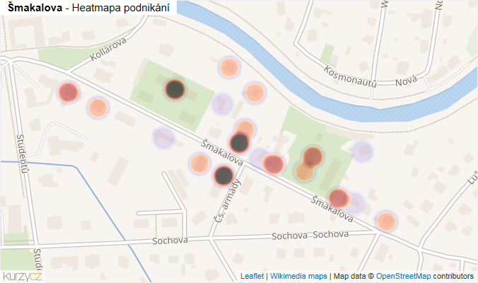 Mapa Šmakalova - Firmy v ulici.
