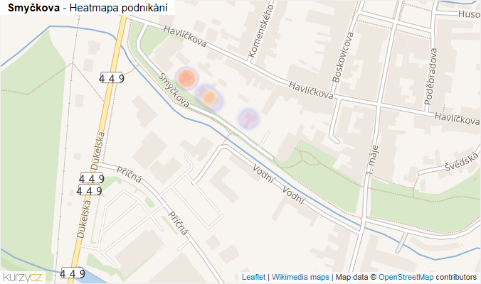 Mapa Smyčkova - Firmy v ulici.