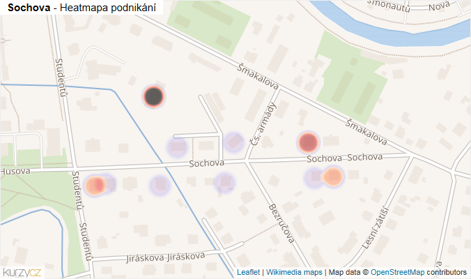 Mapa Sochova - Firmy v ulici.