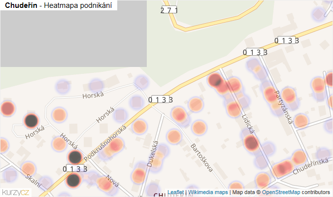 Mapa Chudeřín - Firmy v části obce.