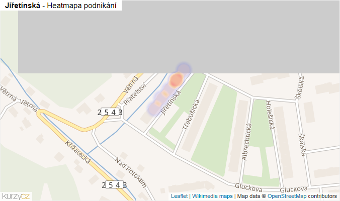 Mapa Jiřetínská - Firmy v ulici.