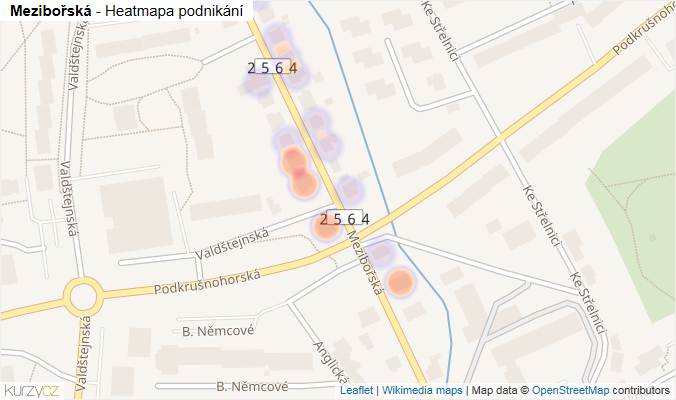 Mapa Mezibořská - Firmy v ulici.