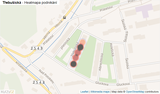 Mapa Třebušická - Firmy v ulici.