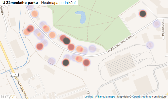 Mapa U Zámeckého parku - Firmy v ulici.