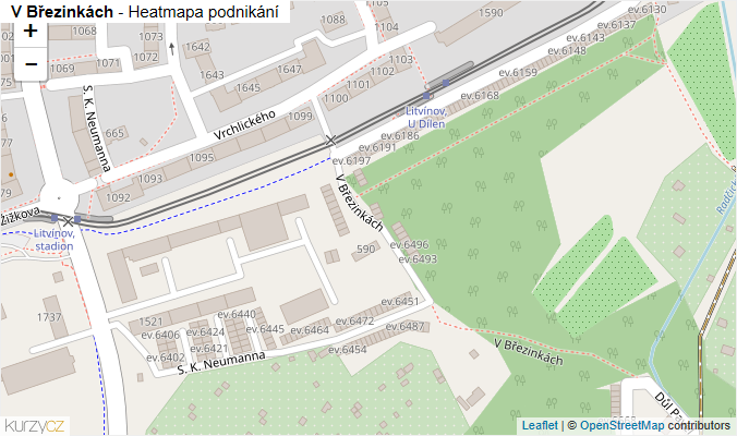 Mapa V Březinkách - Firmy v ulici.