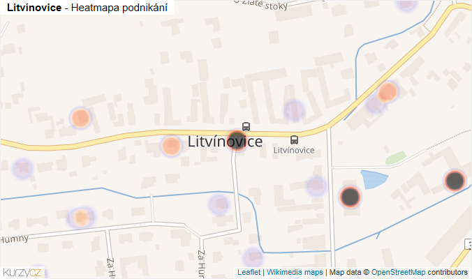 Mapa Litvínovice - Firmy v části obce.