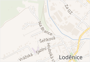 Na Brance v obci Loděnice - mapa ulice