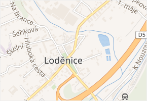 Pražská v obci Loděnice - mapa ulice