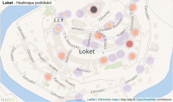 Mapa Loket - Firmy v části obce.