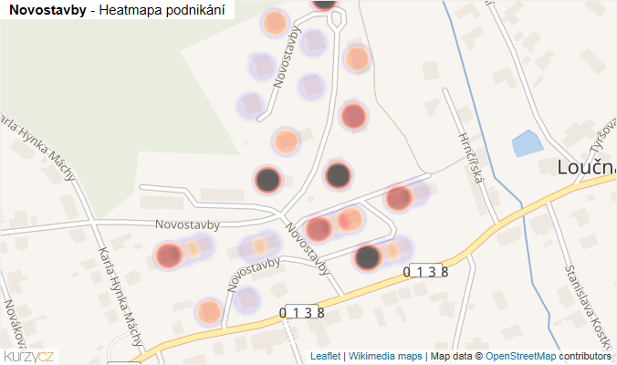 Mapa Novostavby - Firmy v ulici.