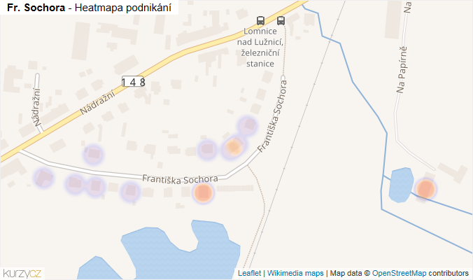 Mapa Fr. Sochora - Firmy v ulici.