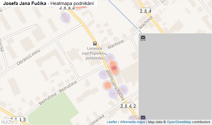 Mapa Josefa Jana Fučíka - Firmy v ulici.