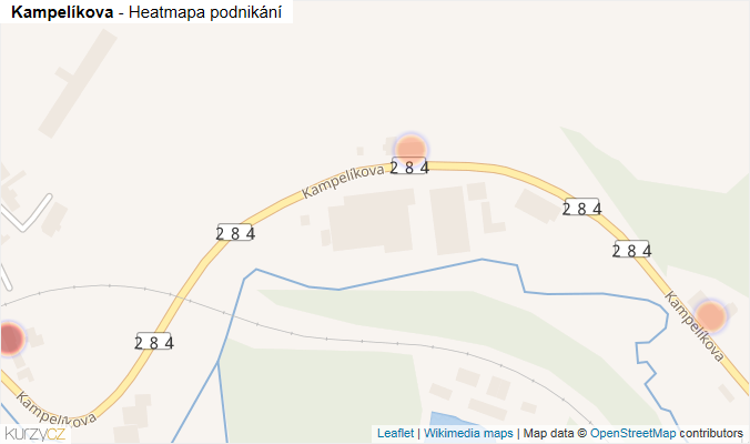 Mapa Kampelíkova - Firmy v ulici.