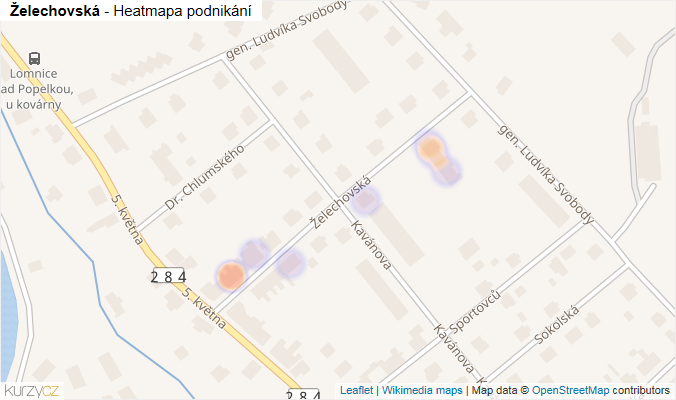 Mapa Želechovská - Firmy v ulici.