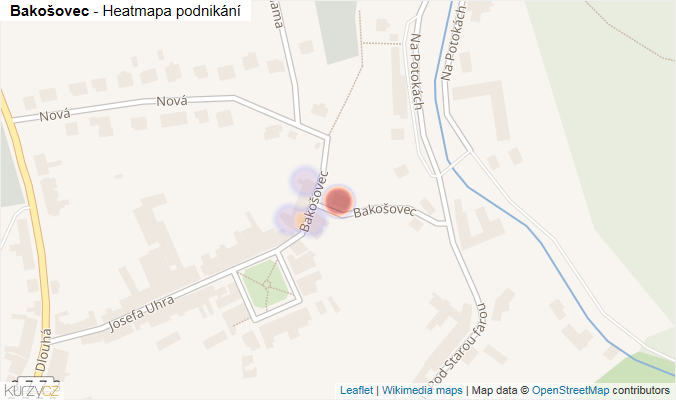 Mapa Bakošovec - Firmy v ulici.