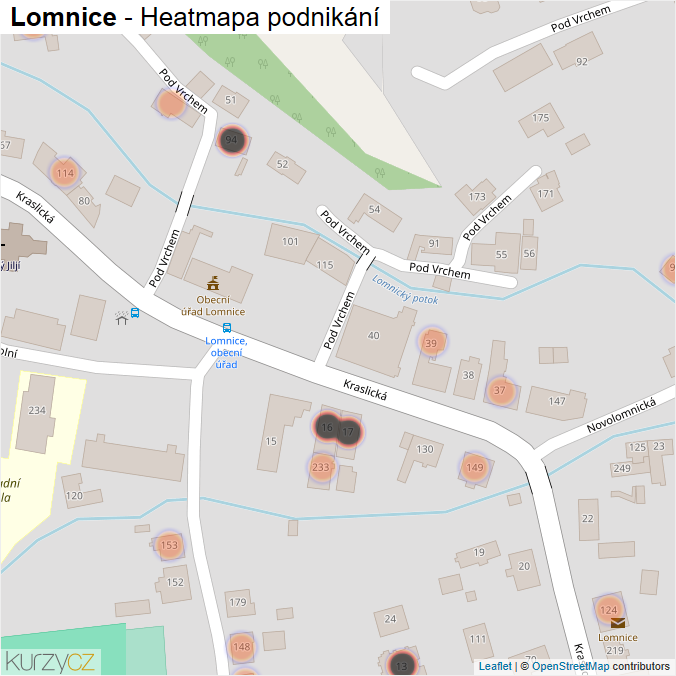 Mapa Lomnice - Firmy v obci.