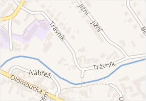 Trávník v obci Loštice - mapa ulice